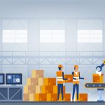 Industry 4.0 Smart factory concept. Technology vector illustration