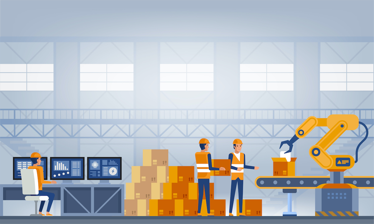 Industry 4.0 Smart factory concept. Technology vector illustration