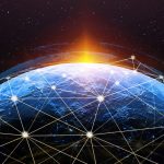 3D illustration global modern creative communication and internet network map