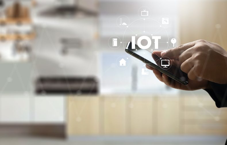 Smart home connection Smart home tech device IoT House automation interiors, living room, kitchen, bedroom and bathroom