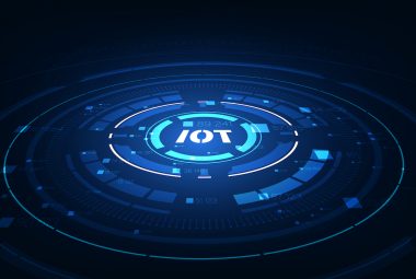 landing page IoT. Internet of things devices and connectivity concepts on a network. Spider web of network connections