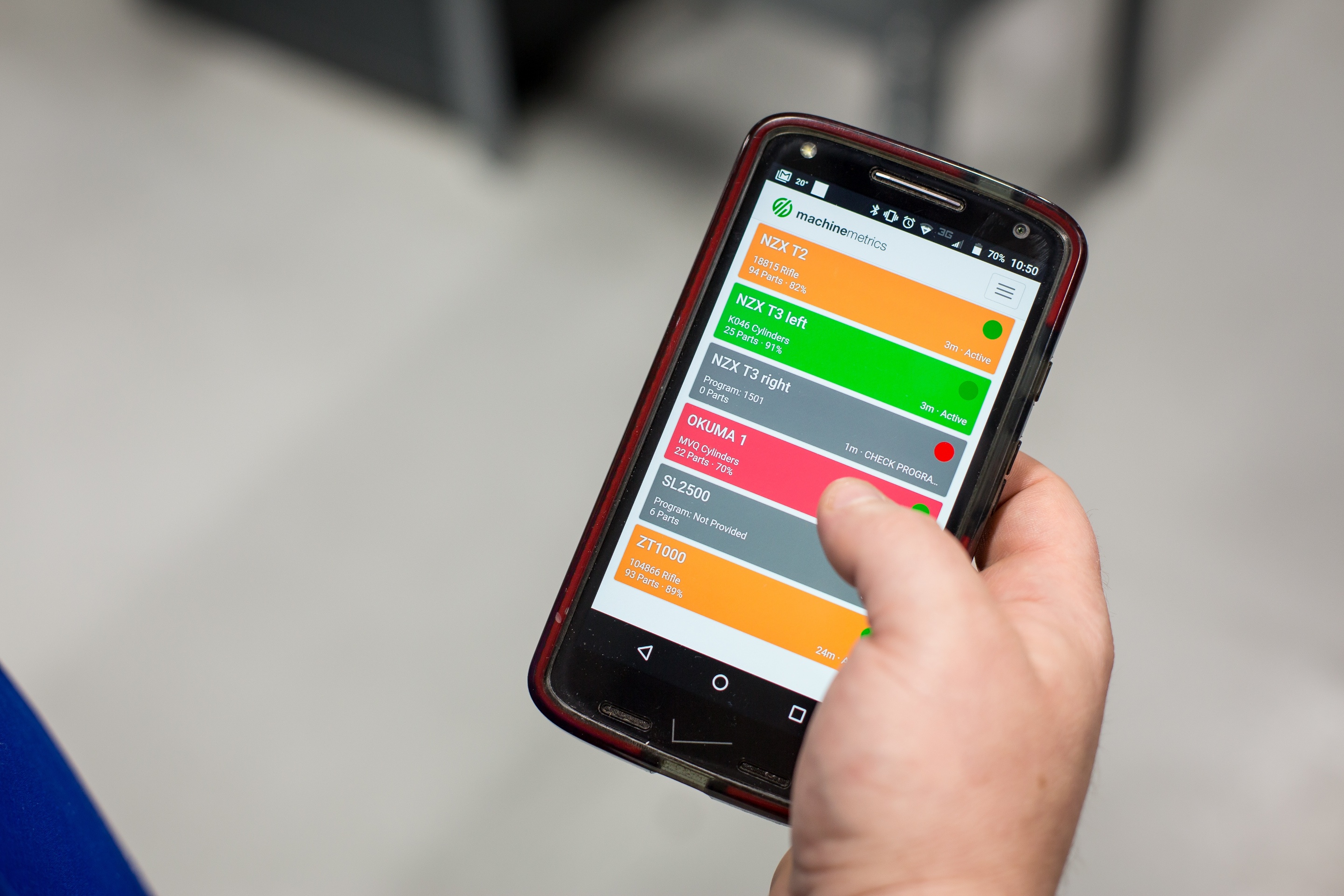 machine monitoring on phone