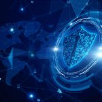 Shield Icon Cyber Security, Digital Data Network Protection, Future Technology Digital Data Network Connection Background Concept.
