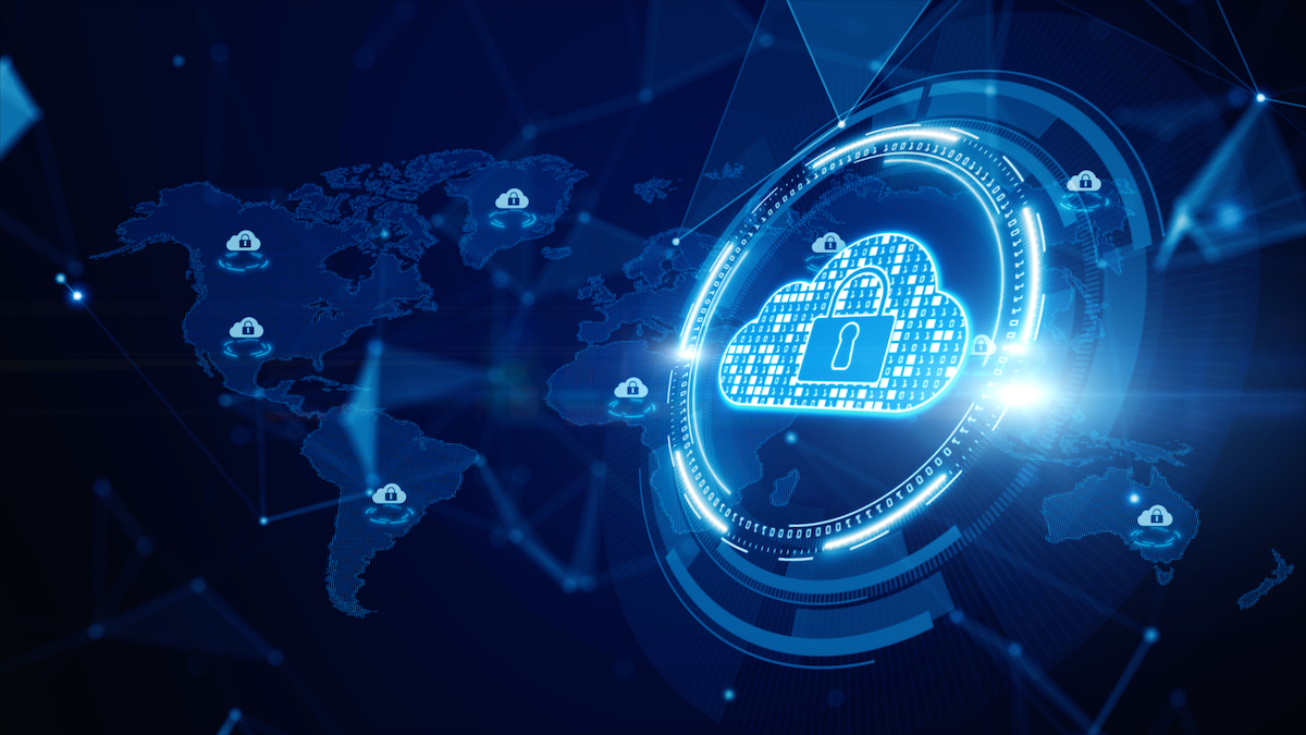 Digital Cloud Computing, CyberSecurity, Digital Data Network Protection, Future Technology Digital Data Network Connection Background Concept.